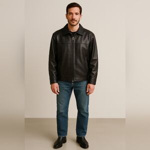 Nicole Miller Vintage Men's Y2K Black Leather Zip out lining XL